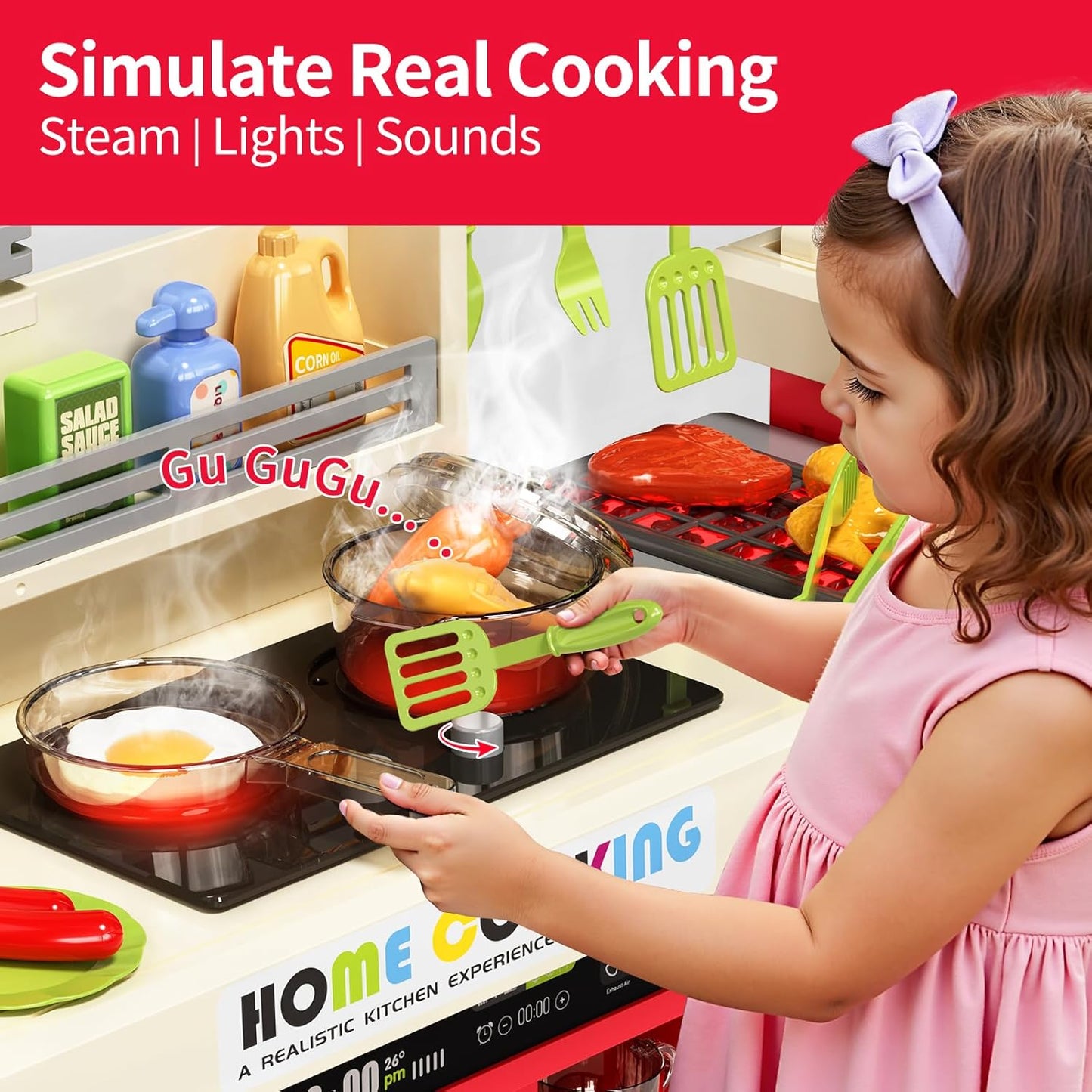 Pupu Pig Play Kitchen, Juguetes para niños, Juego de cocina para ni...