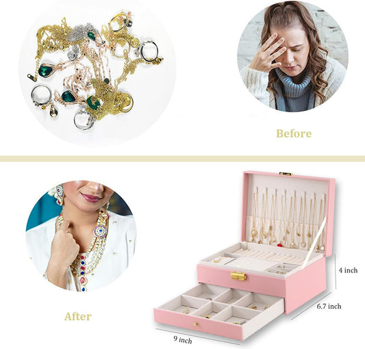 GUOER Caja organizadora de joyas para mujer, organizador de joyas g...