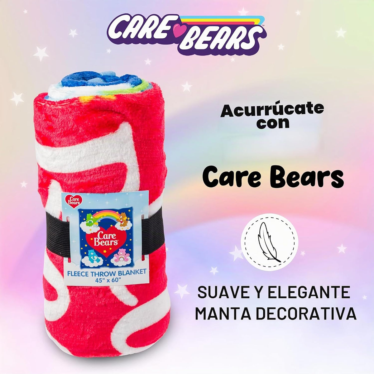 Silver Buffalo Care Bears Logo de corazón arcoíris con Cheer, Dormi...
