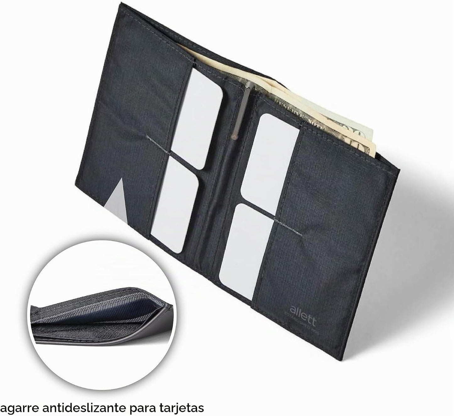 Allett Monedero 2.0, bloqueo RFID delgado (piel, negro ónix) | Cart...