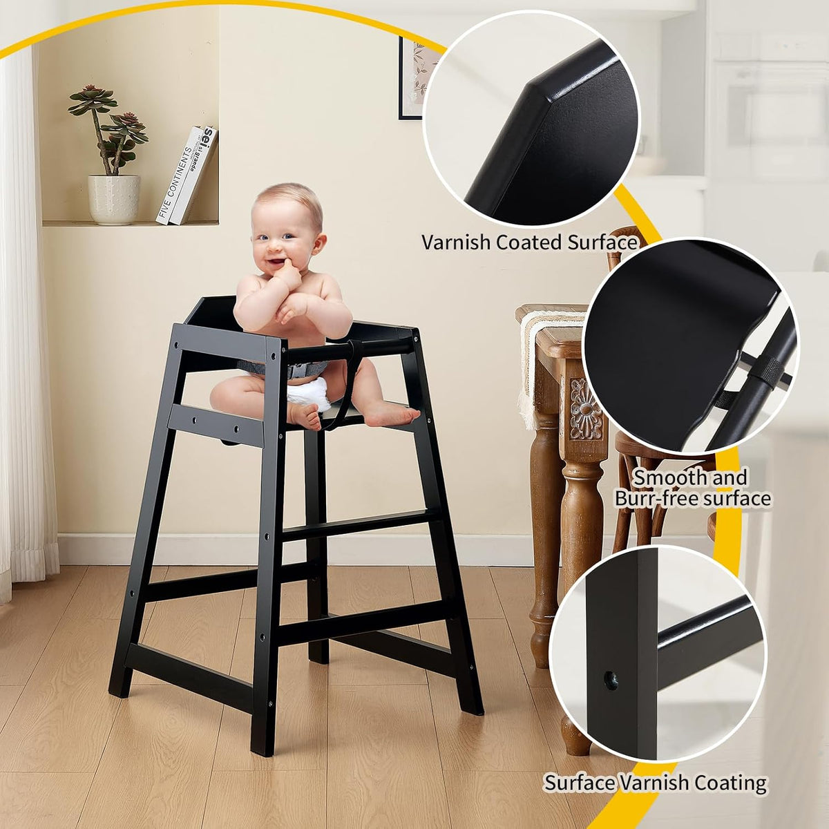 Neoflavie - Silla alta de madera para bebés y niños pequeños, color...