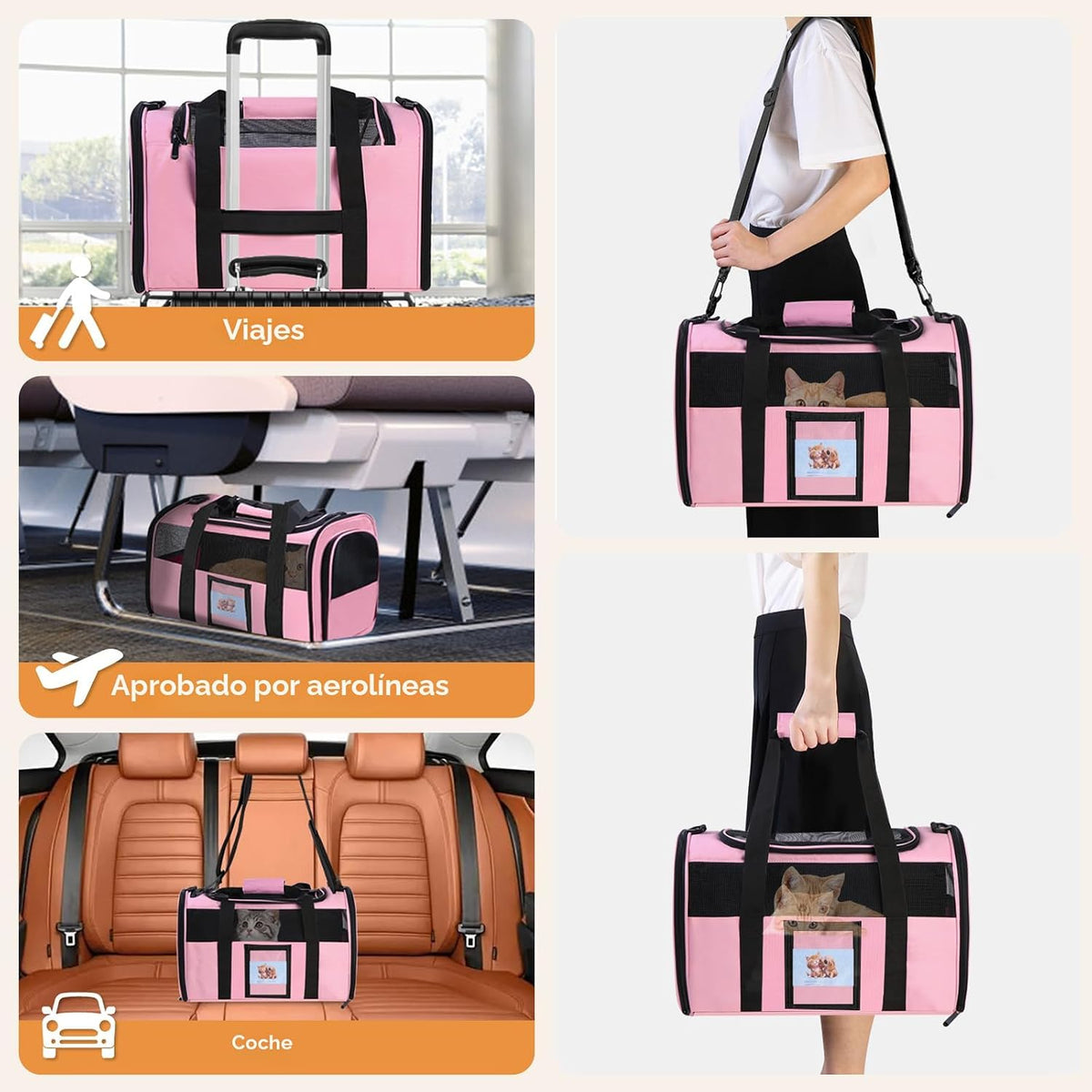 Transportador para gatos de lados suaves (hasta 16 libras), bolsa |...
