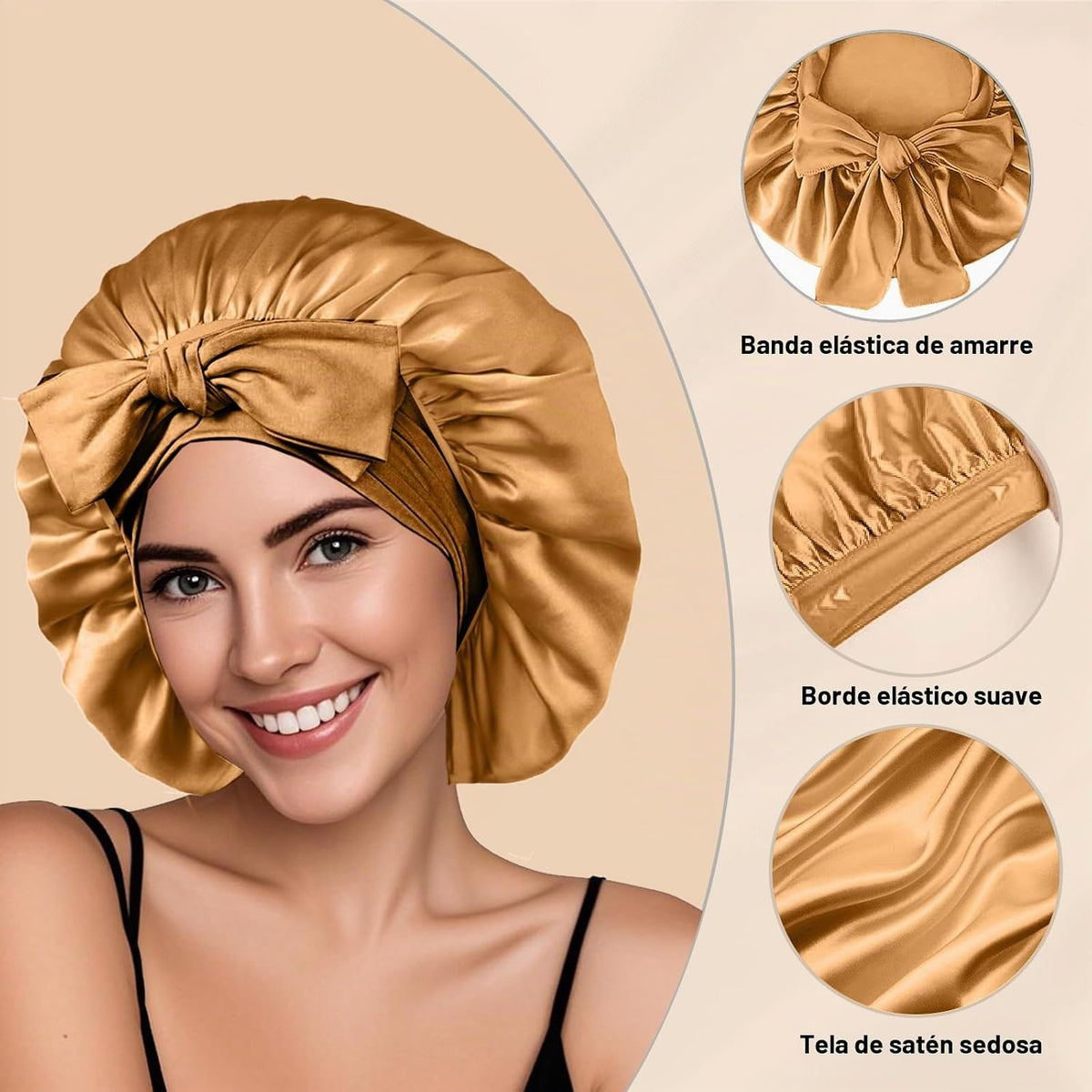 2 piezas de gorro de seda satinada para dormir para mujeres, gorro...