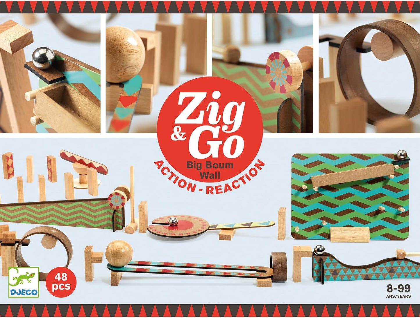 DJECO Zig &amp; Go Big Boum - Juego de construcción de pared (48 pi...