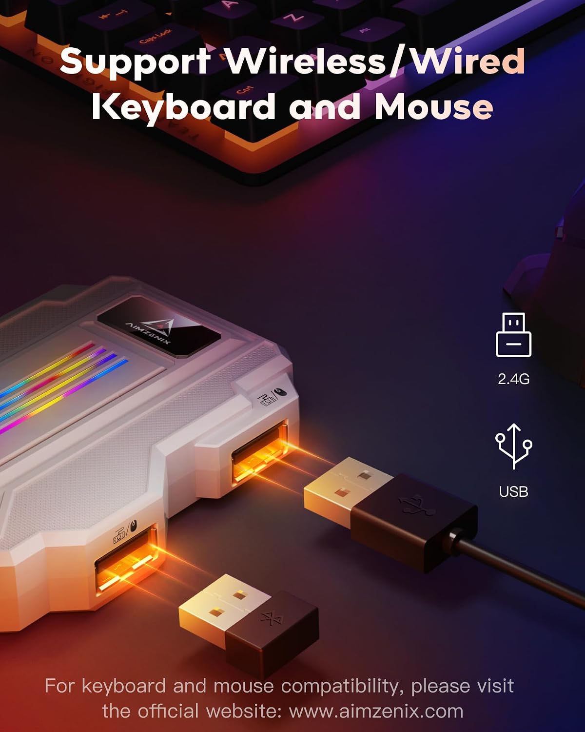 AIMZENIX Adaptador de teclado y mouse para NS2, PS4, Switch, Xbox S...