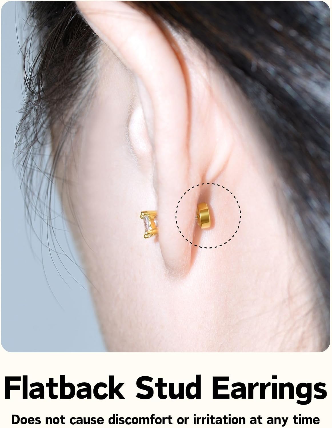 Aretes de tuerca de Kainier para mujer, chapados en oro de 14 quila...