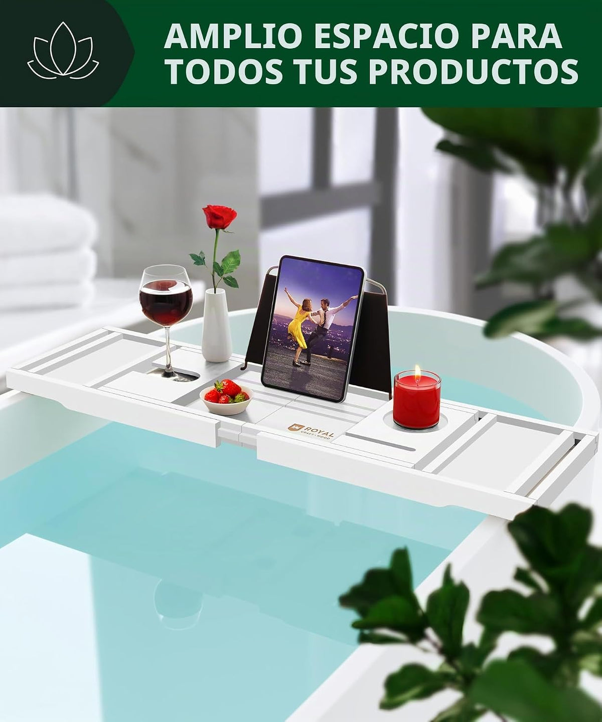 ROYAL CRAFT WOOD Bandeja de bañera plegable de alta calidad, bandej...