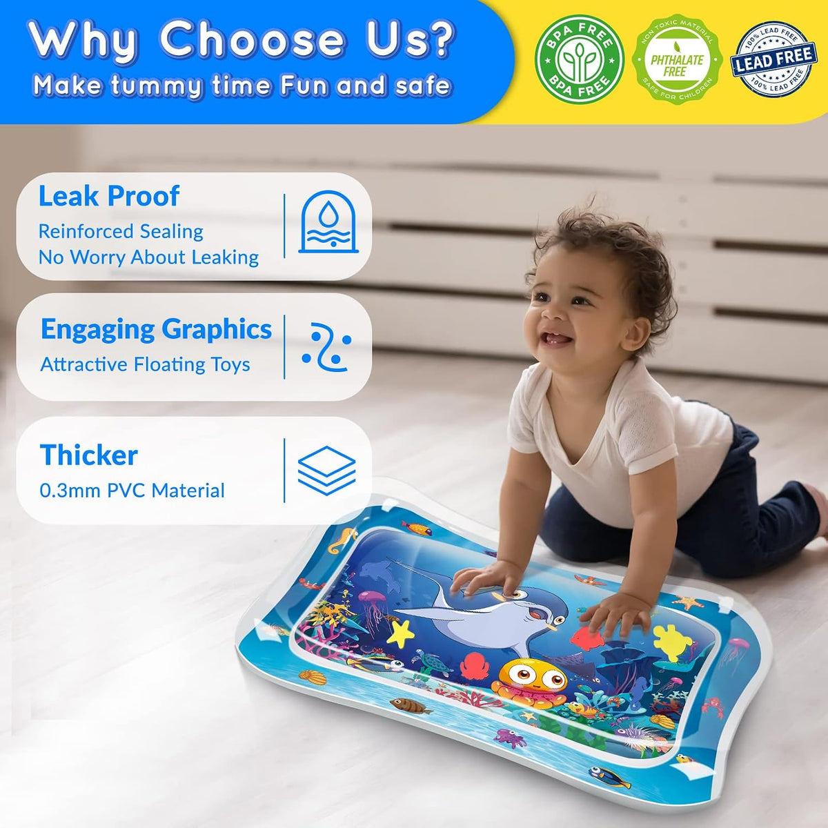 Estera Infinno para tiempo de barriga con agua sensorial para bebés...