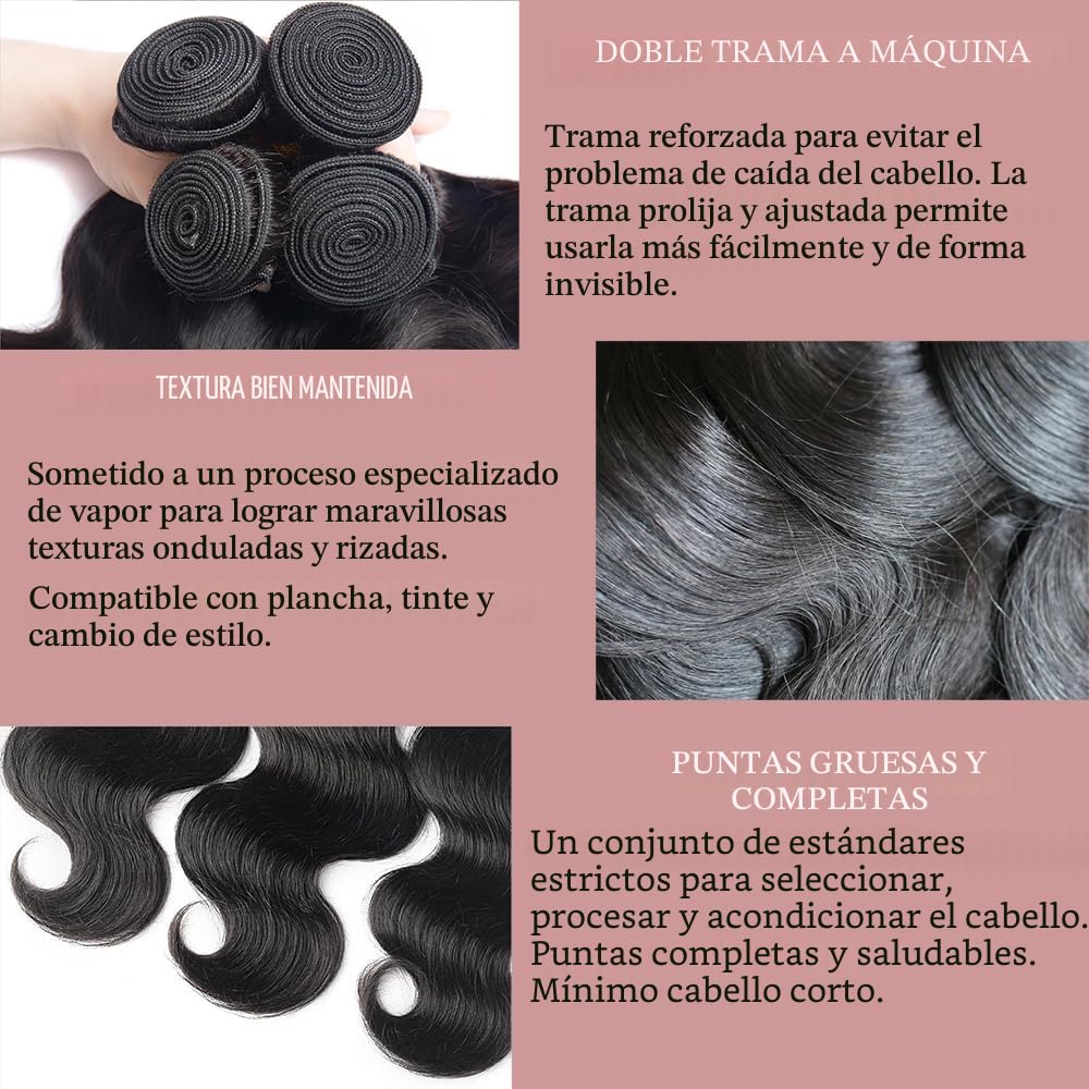 Katspon Manojos de cabello humano 12A de 20, 22, 24, 26 pulgadas, o...