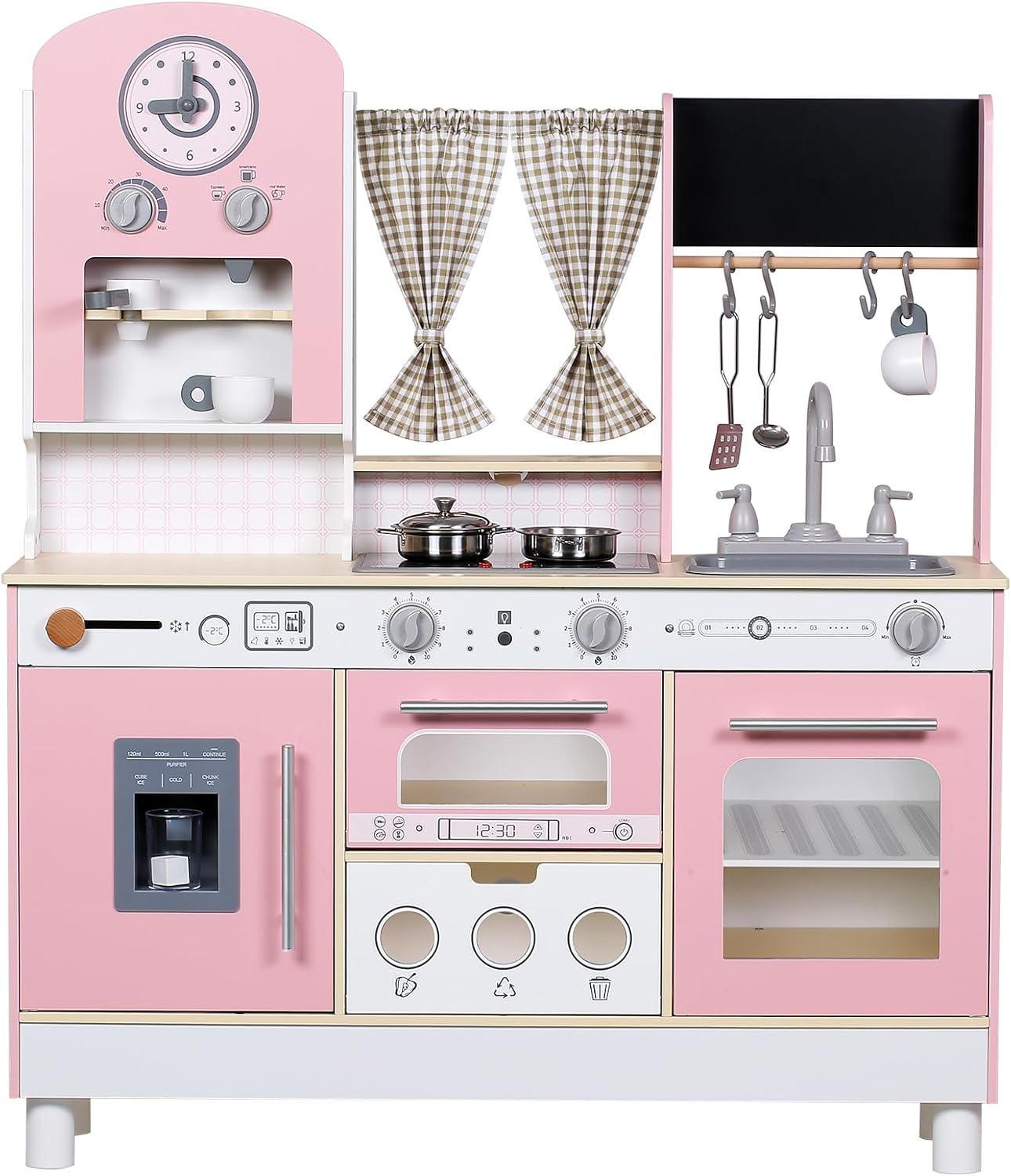 EDUBEBO Juego de cocina para niños, cocina de juego de madera, altu...