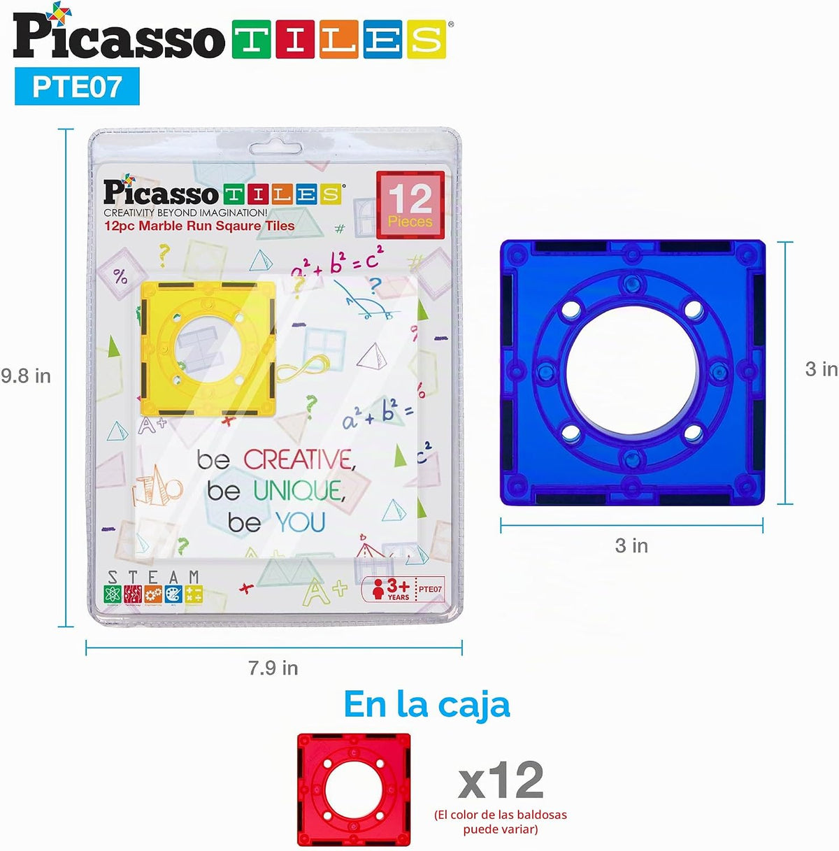 PicassoTiles Azulejos magnéticos para carreras de canicas, pista de...
