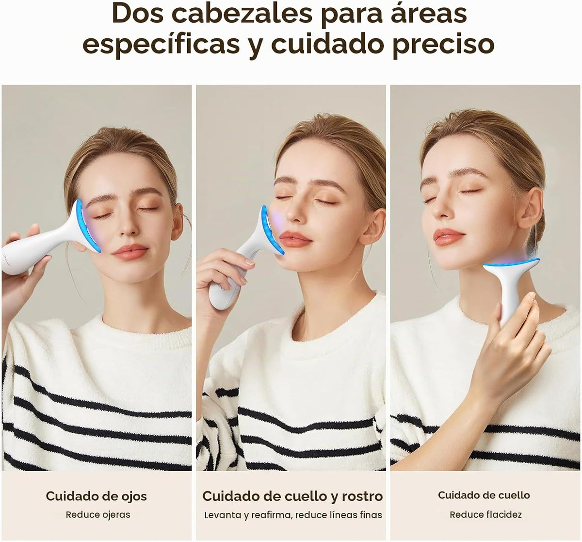 RNAIX Masajeador facial de cuello portátil, calor y vibración a tem...
