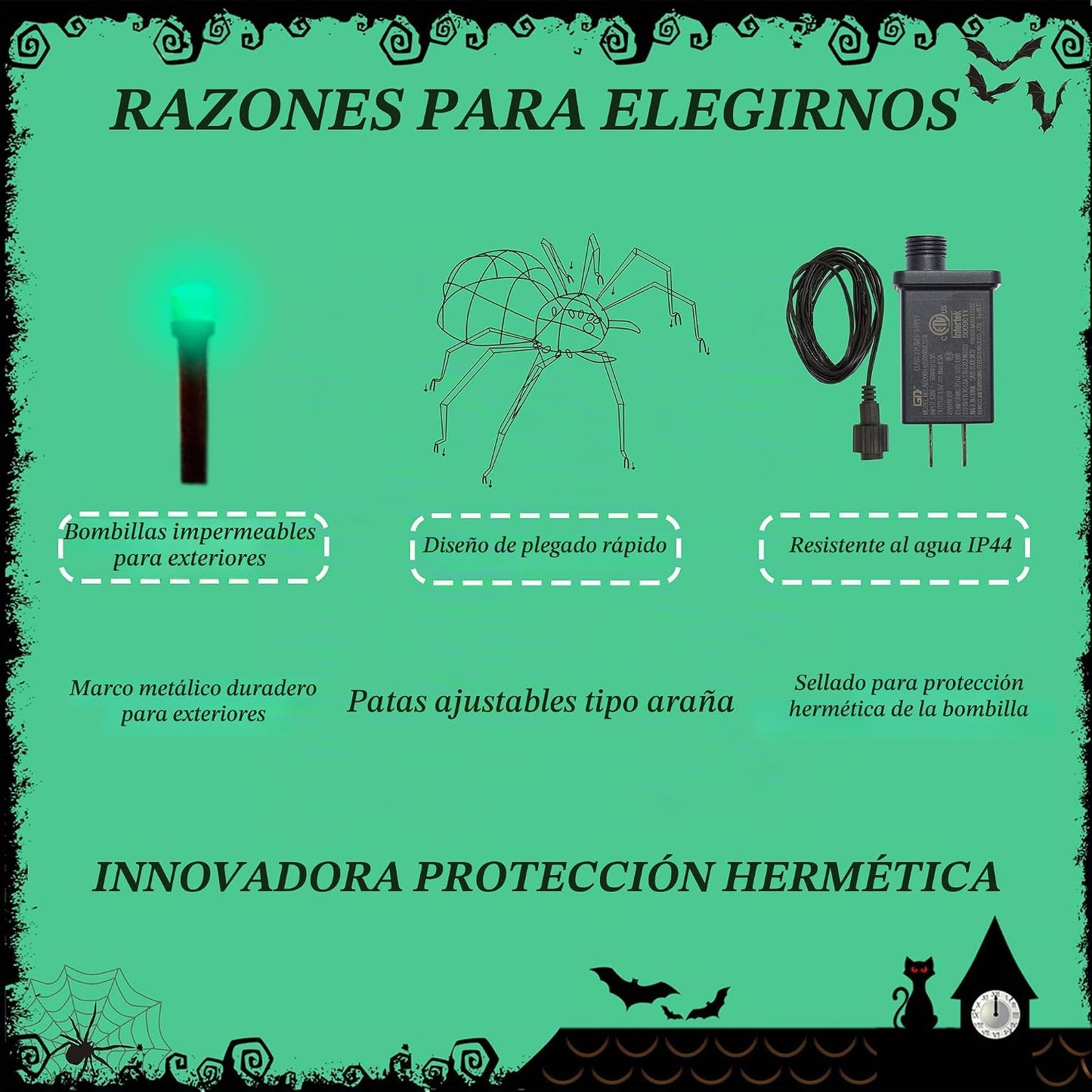 1 unidad: araña gigante de 4.6 pies, decoración de Halloween para e...