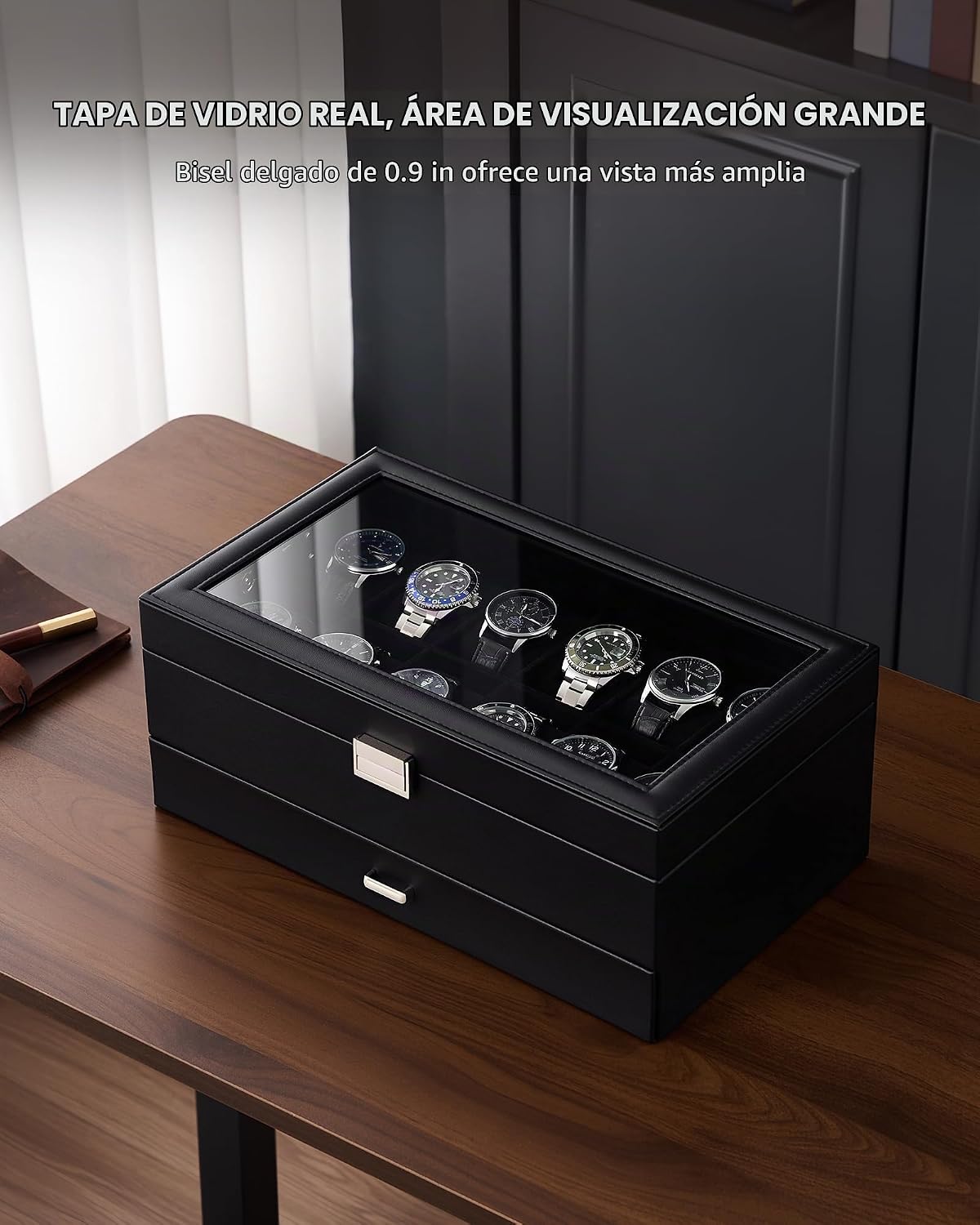 Lolalet Estuche para Reloj para Hombre, Joyero para Hombre con 12 R...