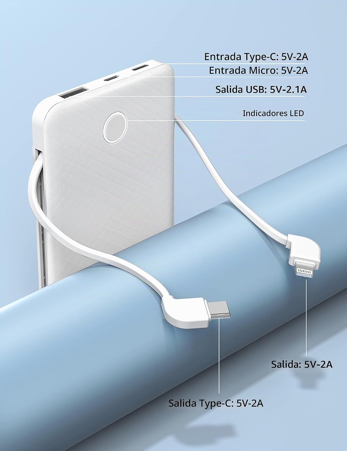miisso - Cargador de batería portátil de 6000 mAh, ultradelgado con...