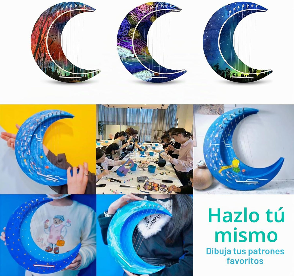 OriGlam Arpa de lira 7 cuerdas DIY, instrumento musical de arpa de...