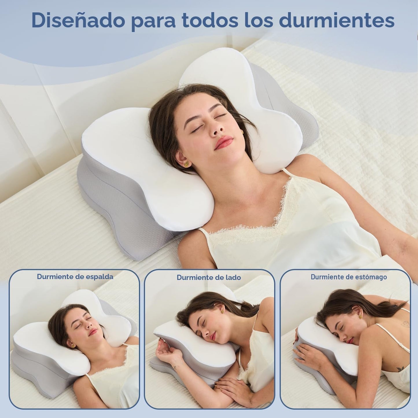 CosBed Almohada cervical para el cuello, almohada de espuma viscoel...