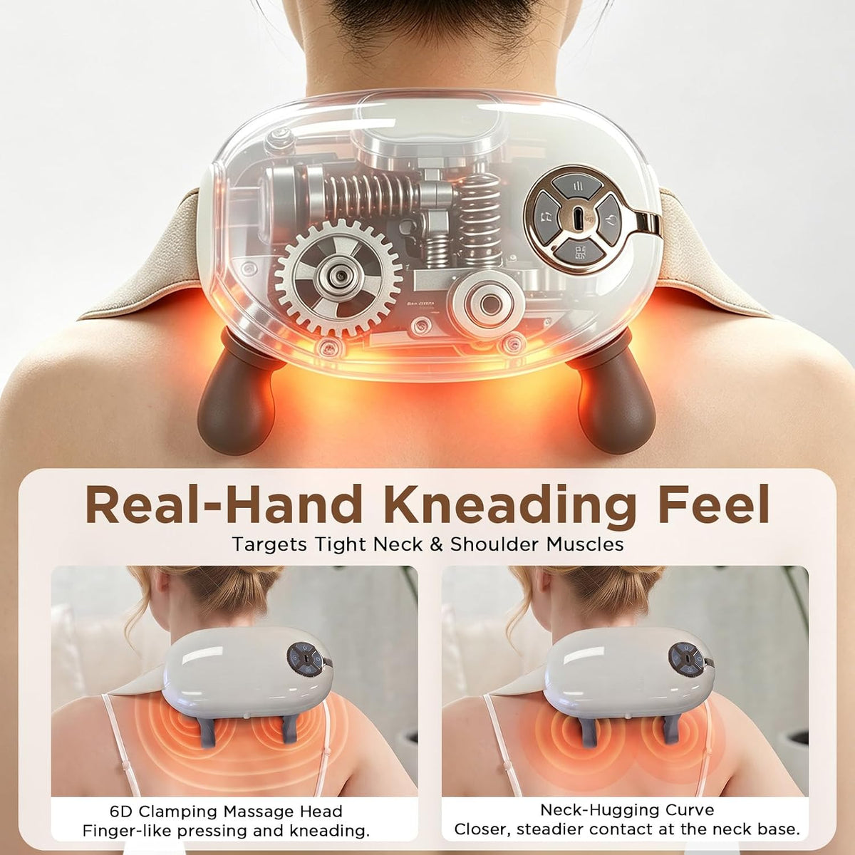 Omnaqiky Masajeador de cuello Shiatsu inalámbrico con correas de ca...