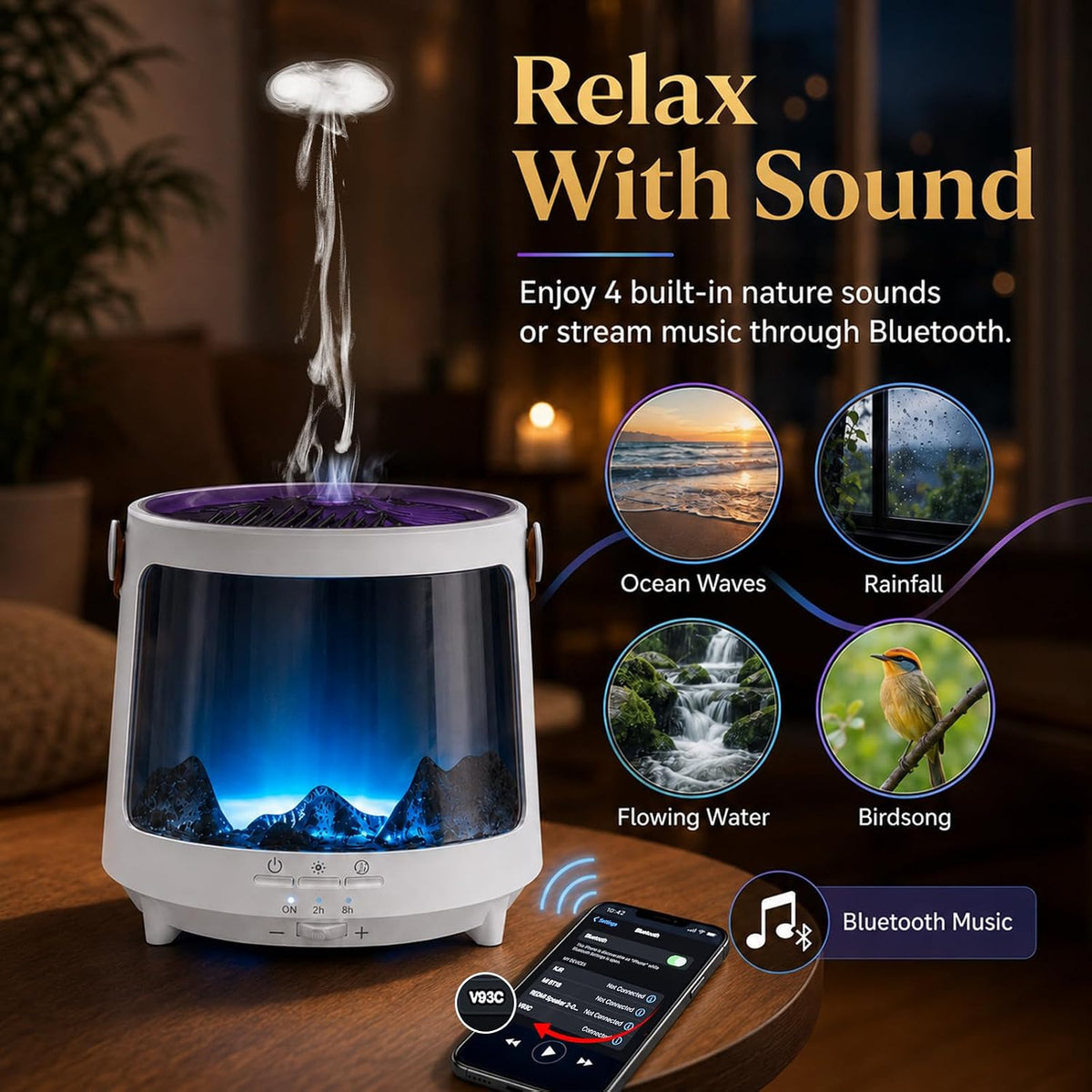 Medusa Aroma Difusor Auto-Off Cool Mist Humidificador para el hogar...