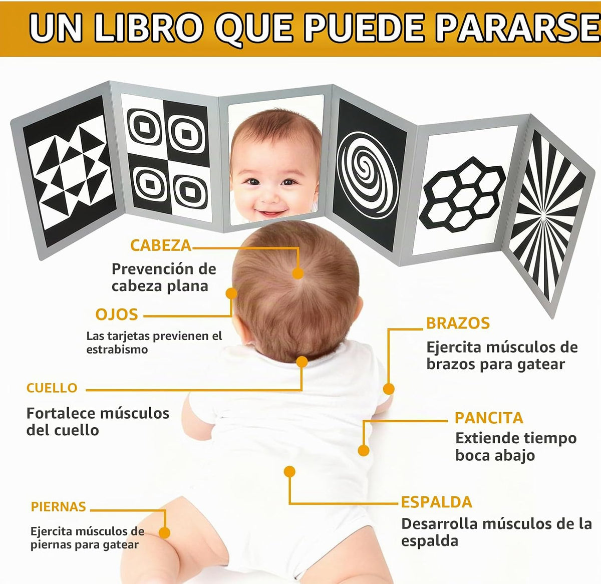 KUANGO Juguetes de Espejo para Tiempo Boca Abajo de Alto Contraste...