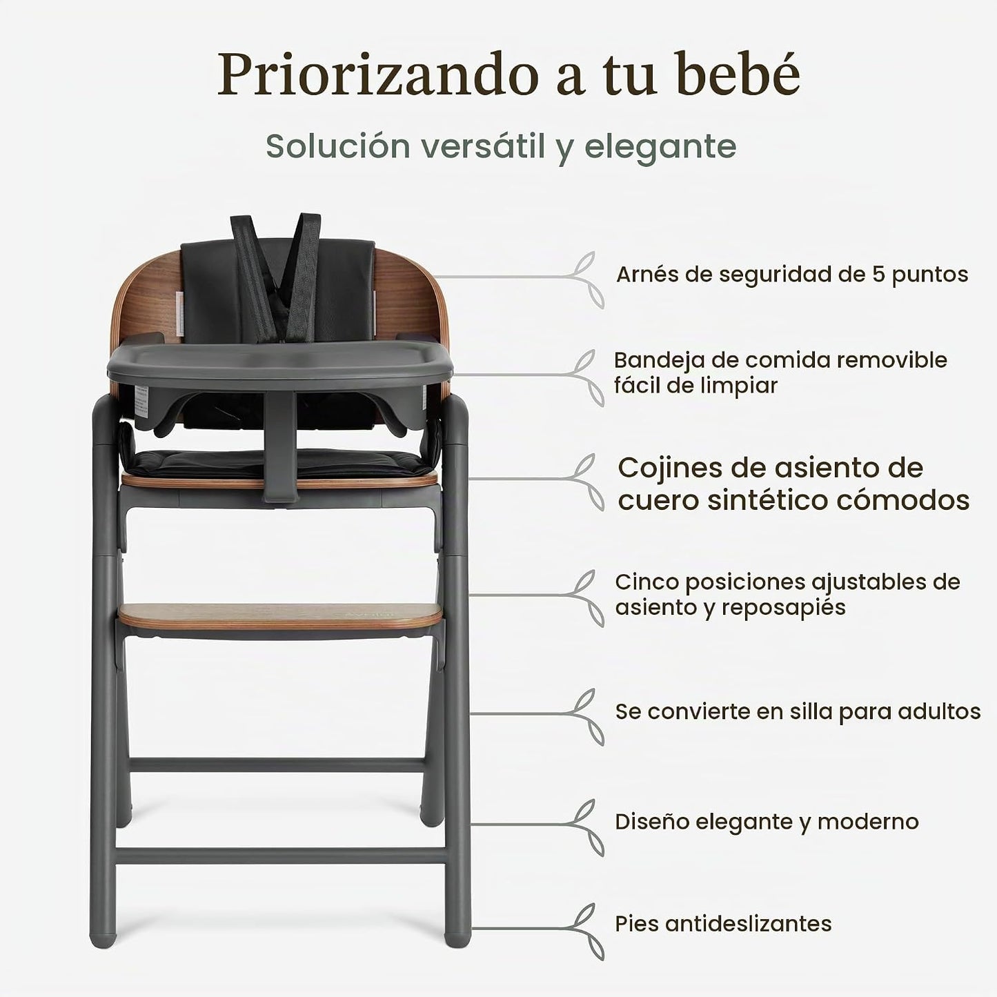 Evolur Step and Savor - Silla alta convertible de madera para bebé,...