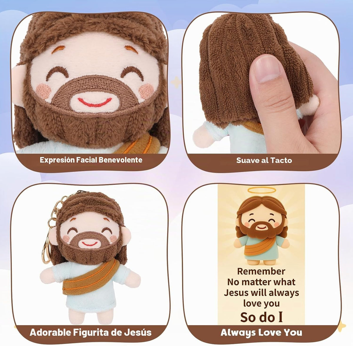FunisFun Llavero de peluche de Jesús, mini muñeca de peluche de Jes...