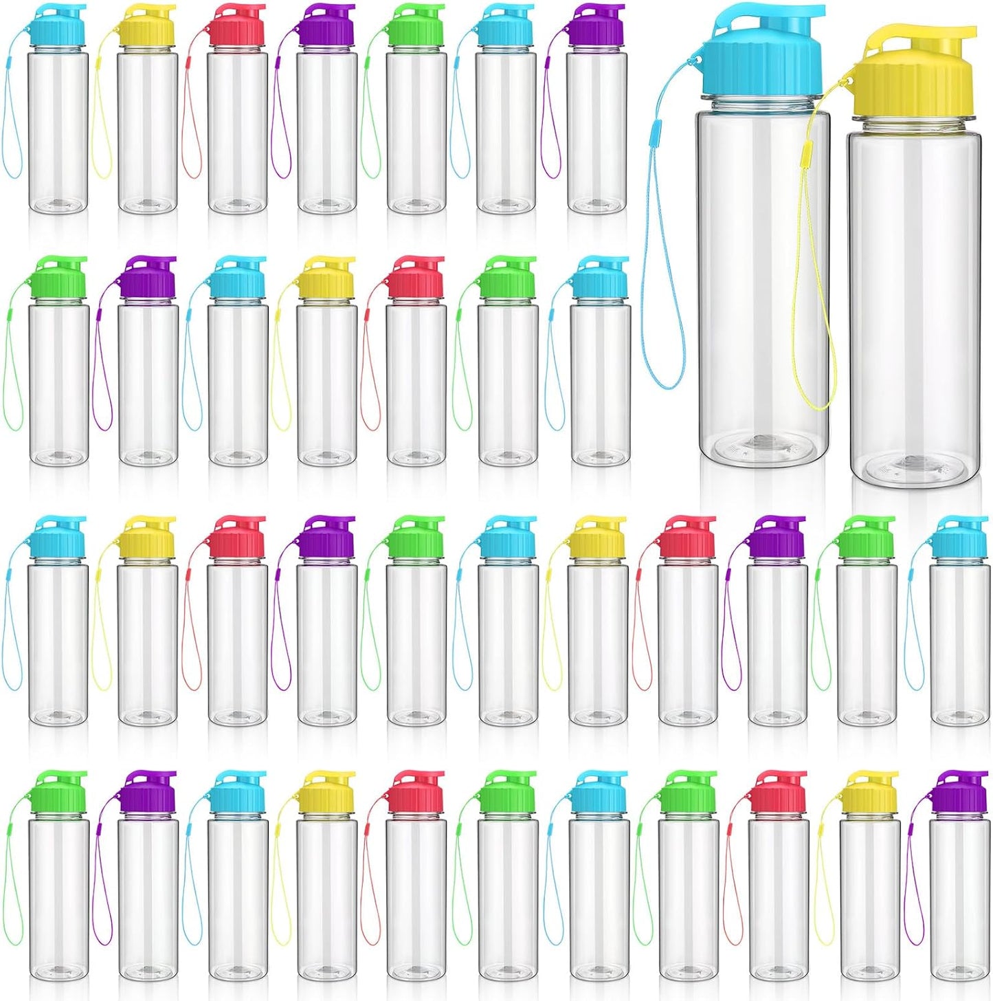 Domensi - 50 botellas de agua de plástico reutilizables a granel, c...