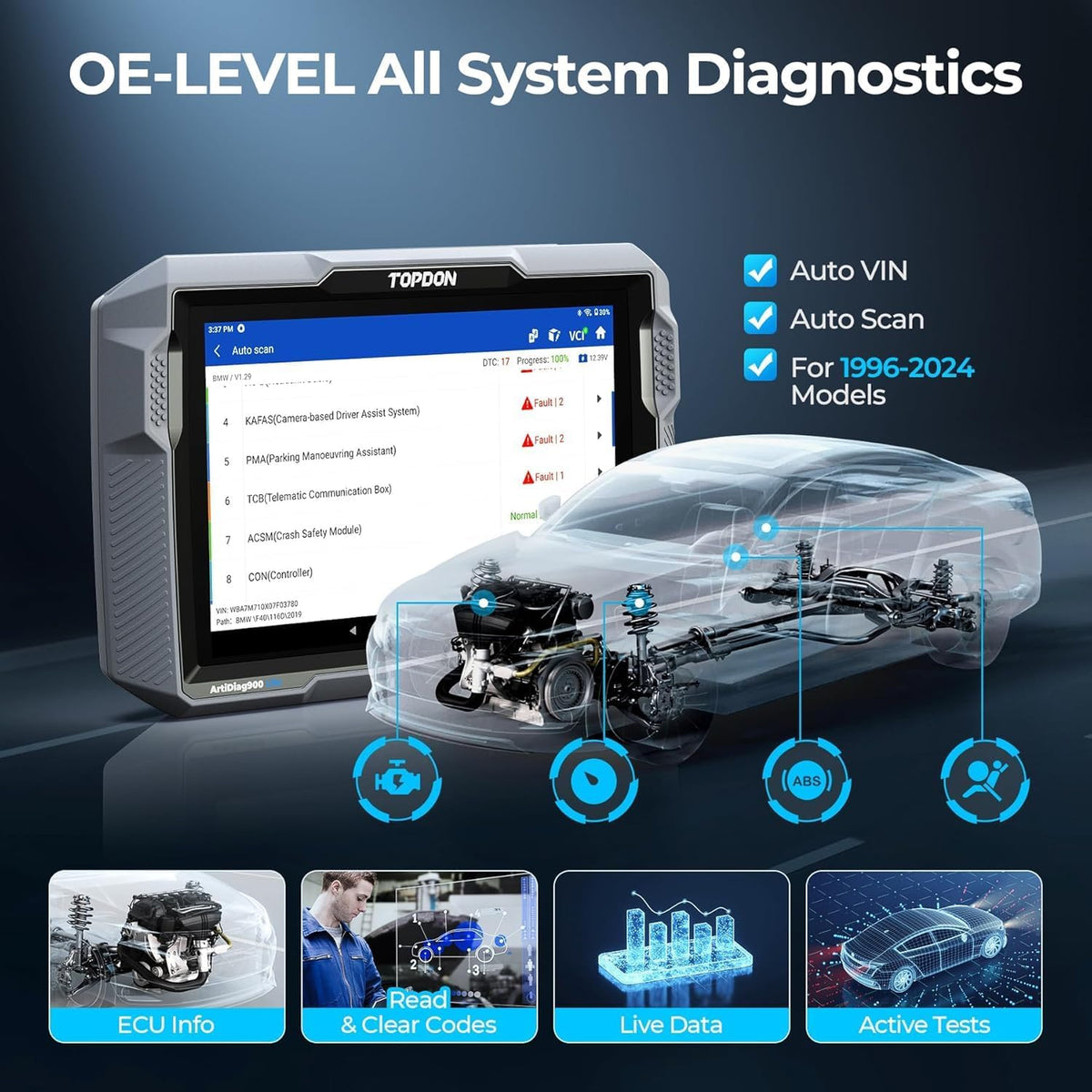 TOPDON Escáner AD900 Lite OBD2, herramienta de escaneo bidirecciona...