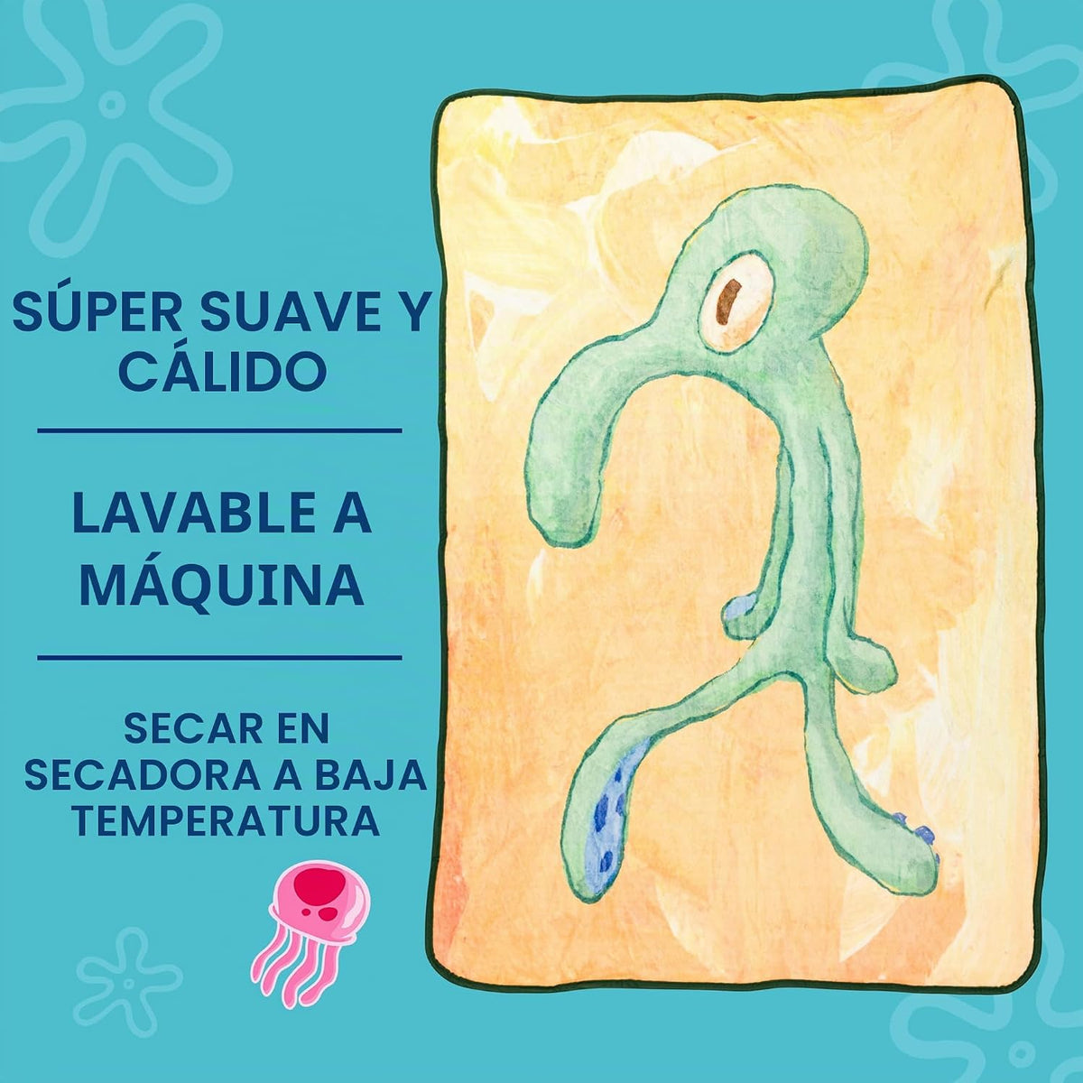 Silver Buffalo - Manta de forro polar con arte de Calamardo de Bob...