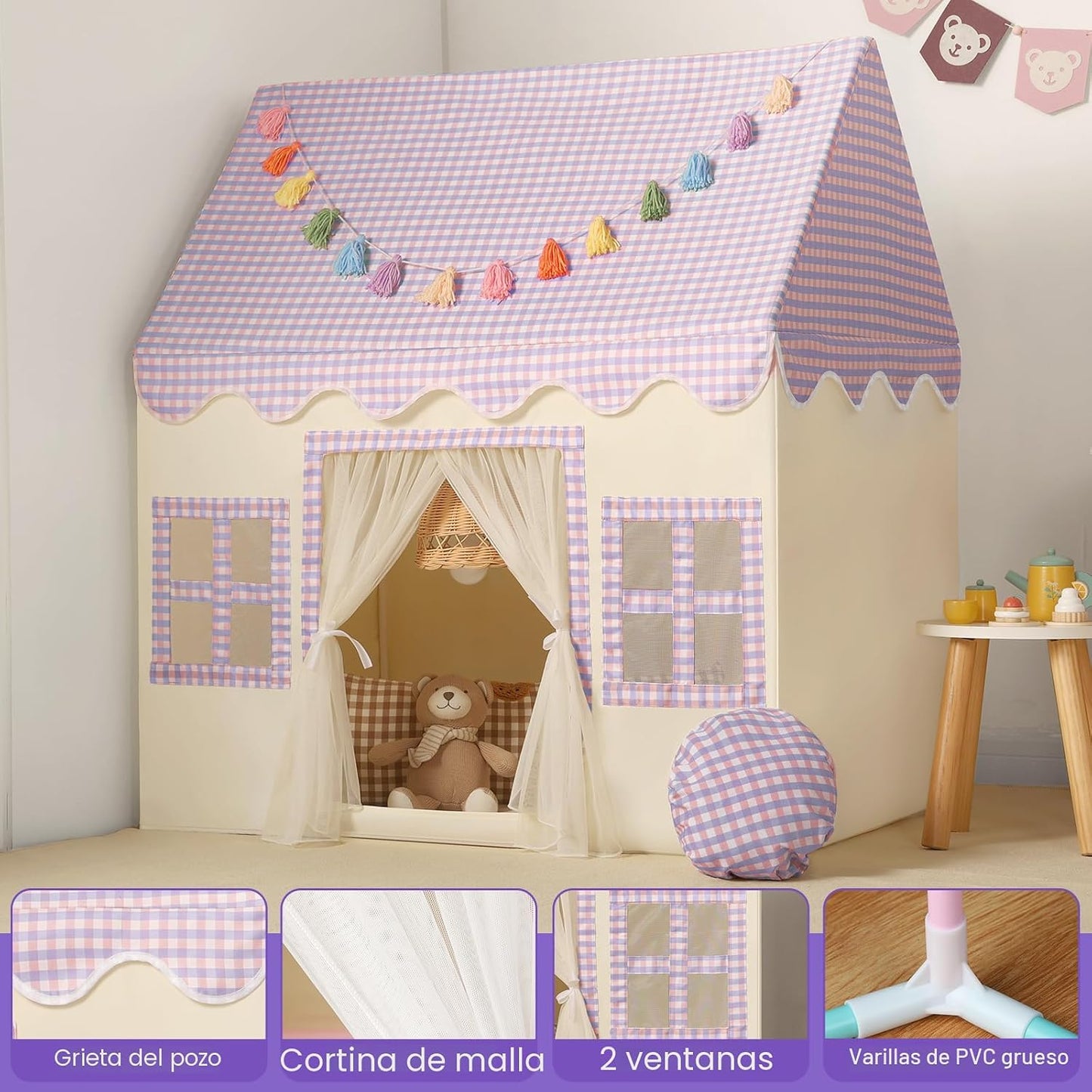 Senodeer Tienda de campaña para niños en interiores: alfombrilla, g...