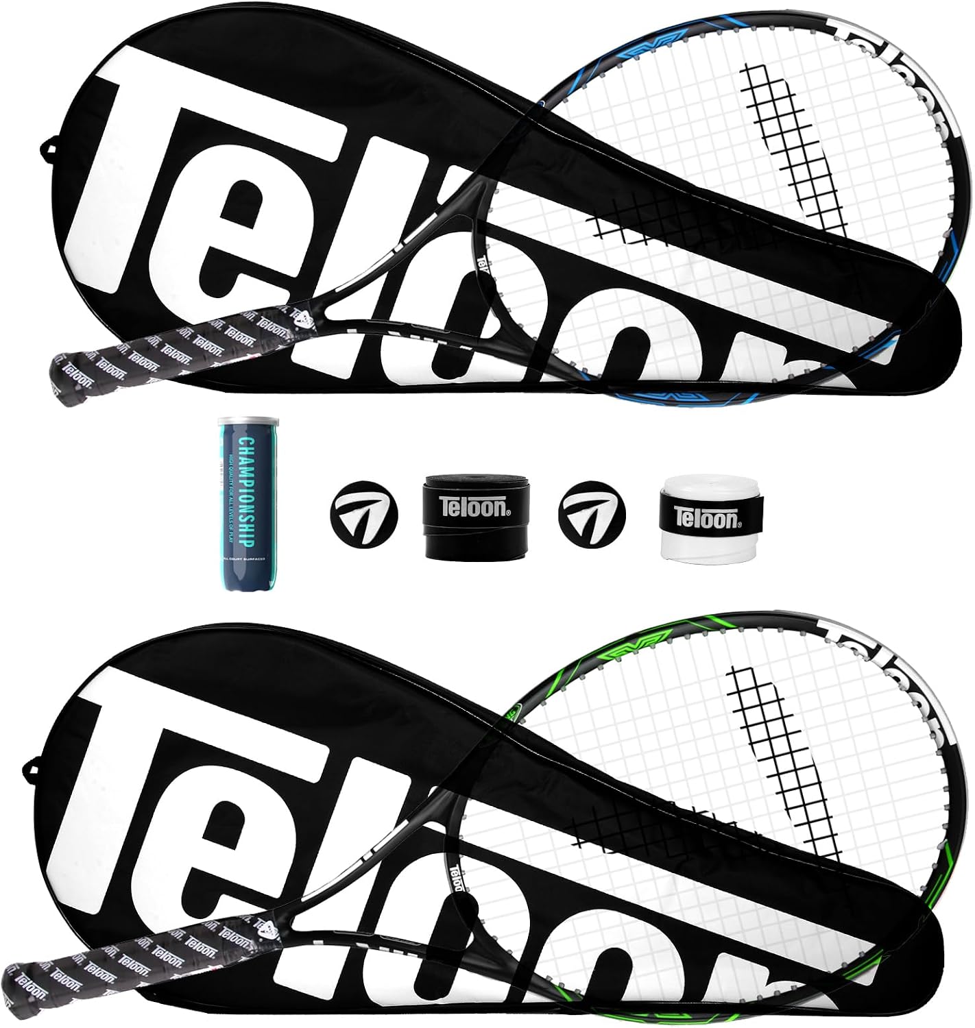 Teloon Raquetas de tenis para adultos, 2 piezas, raqueta de tenis r...