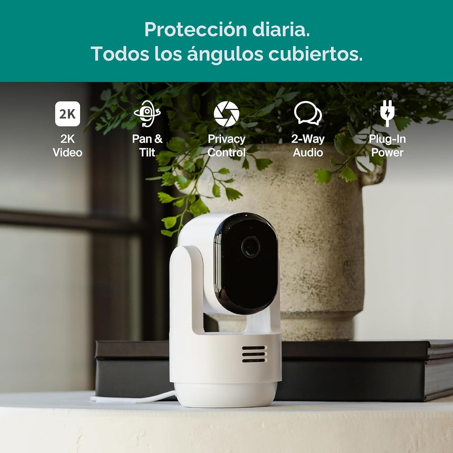 Arlo Essential - Cámara de seguridad con zoom panorámico e inclinac...