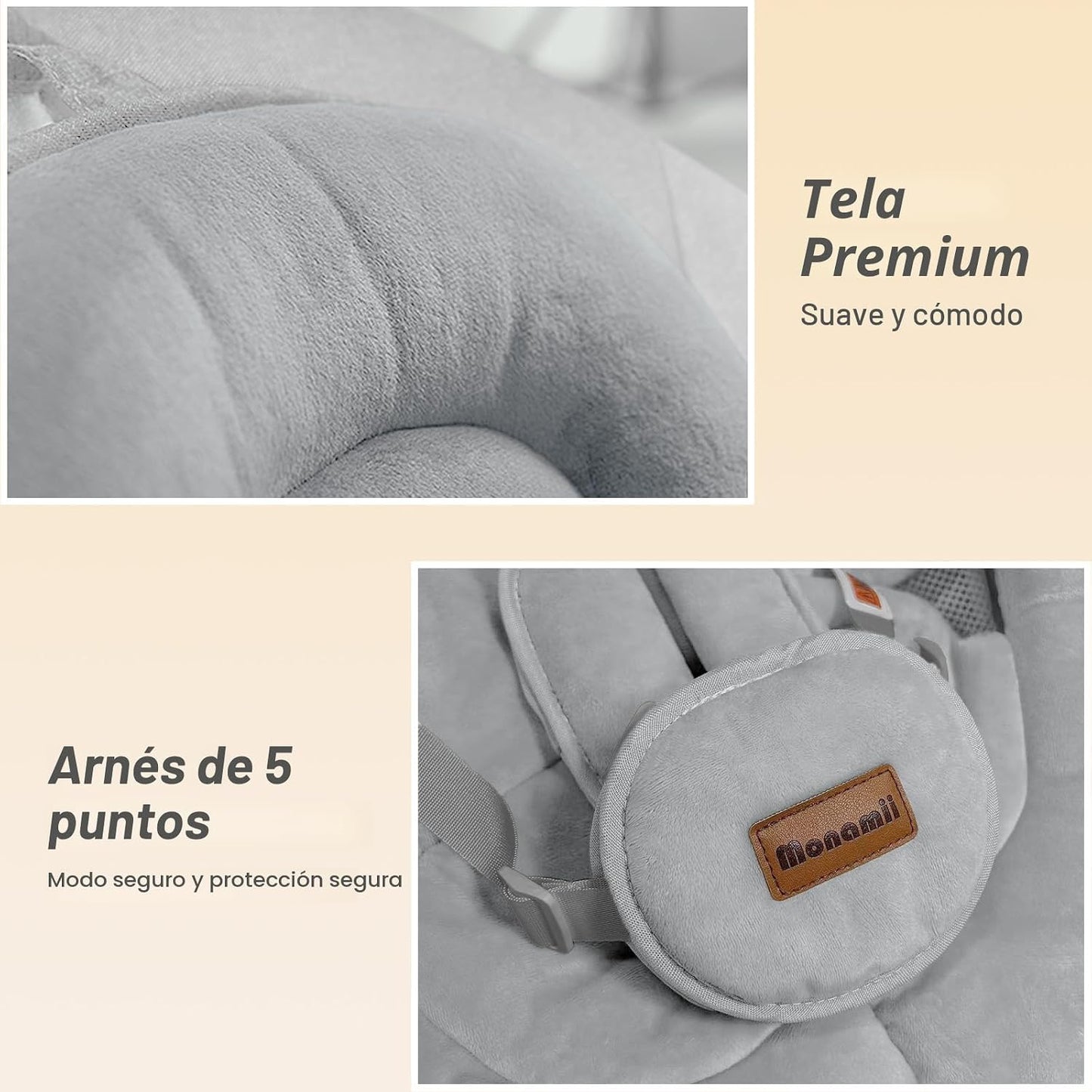Columpios para bebés Monamii Baby Swing, columpio infantil Bluetoot...