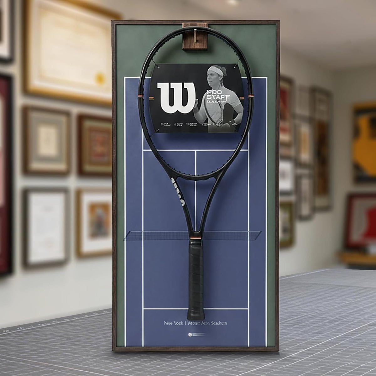 ONE MAAY Marco de exhibición de raqueta de tenis con bloque de noga...