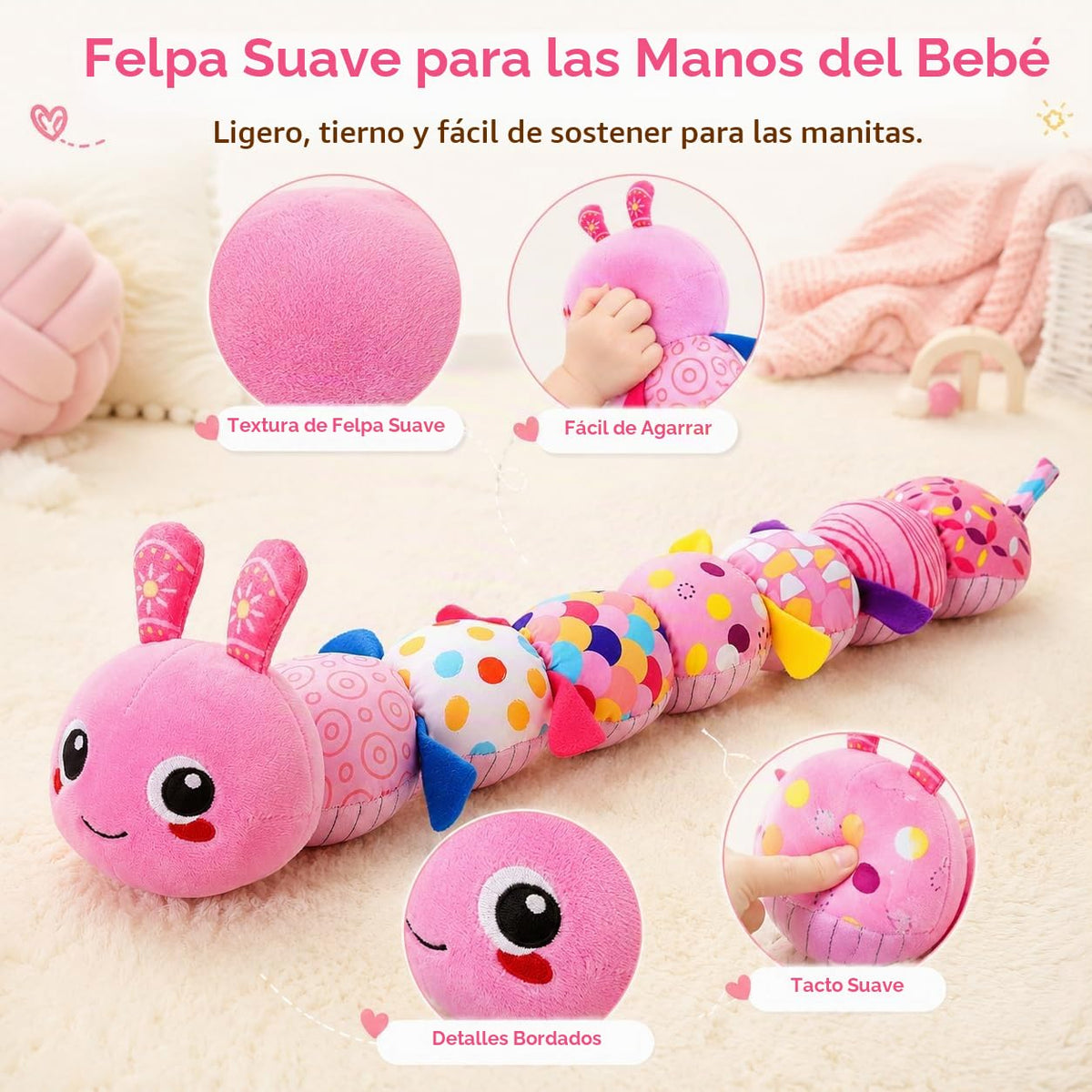 Juguetes sensoriales de oruga para bebés de 0 a 6 a 12 meses | Jugu...