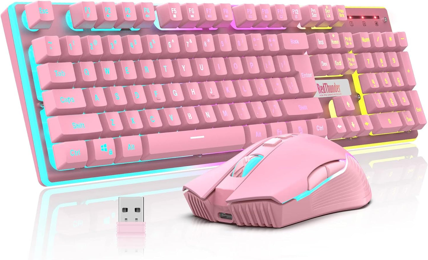 RedThunder K10 - Combo de teclado y ratón inalámbricos para juegos,...