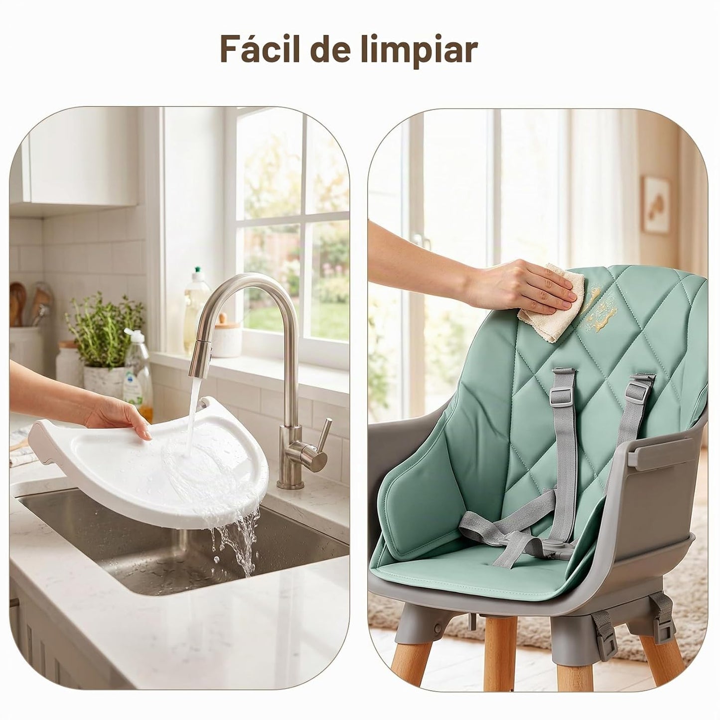 Ezebaby Silla alta convertible para bebé con mesa y asiento, silla...