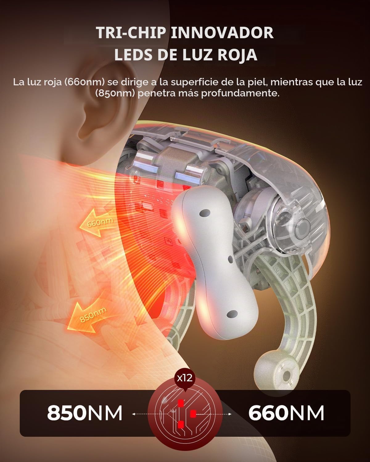 CooCoCo Masajeador de cuello de luz roja con calor, masajeador de c...