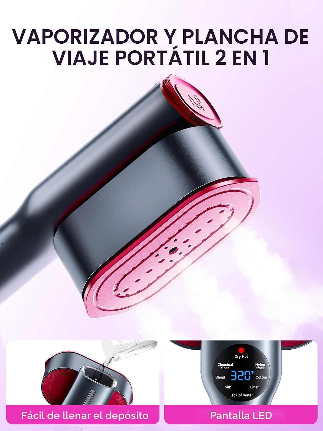 DRFLASH Vaporizador y plancha de mano 2 en 1 para ropa tamaño de vi...