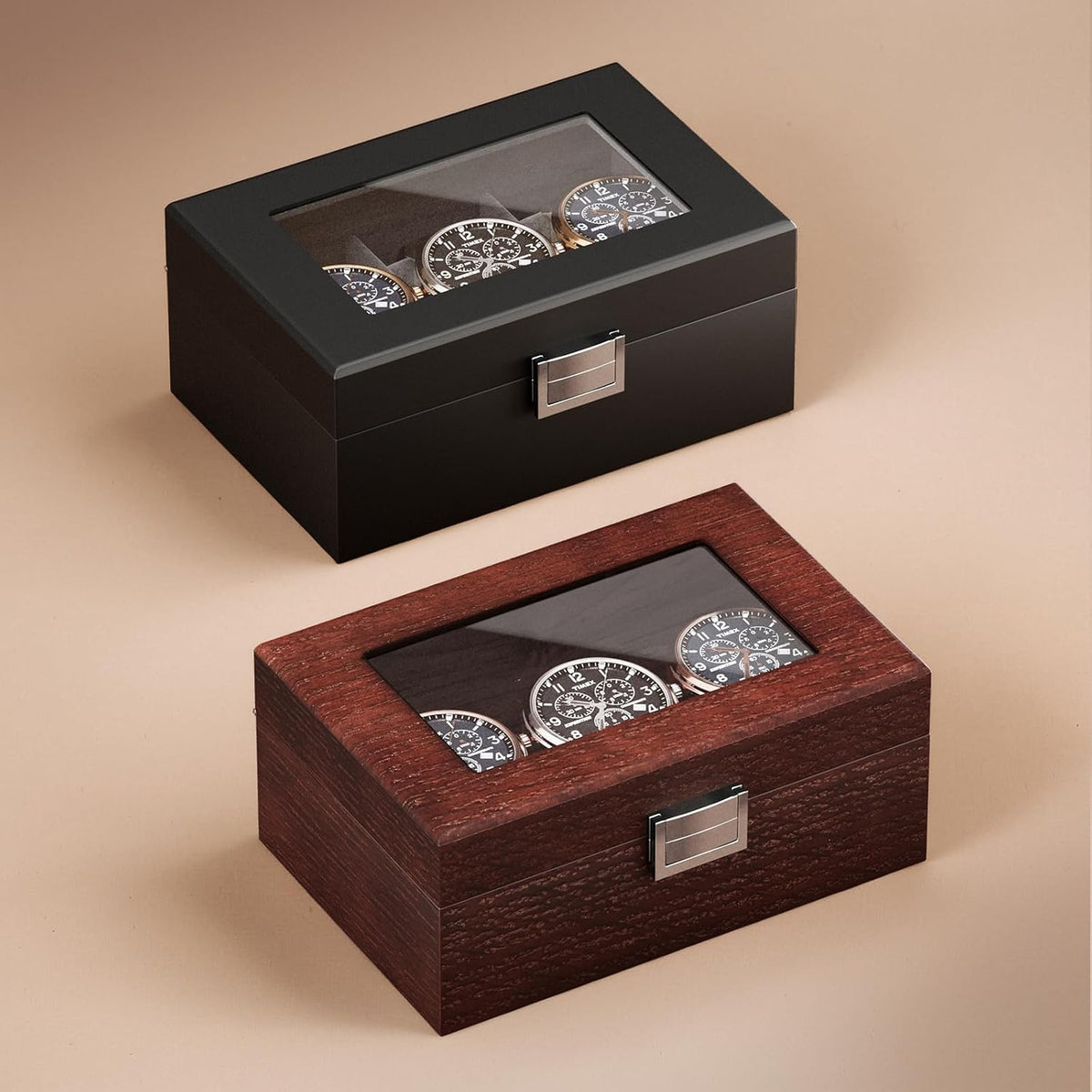 ProCase Caja de reloj de madera para hombres, vitrina de reloj de 3...