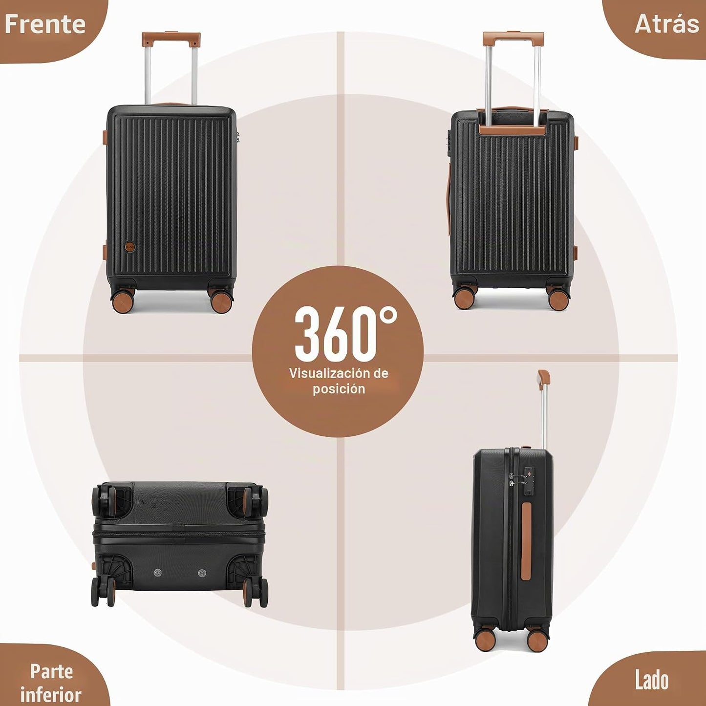 Maleta de viaje Hulsin con ruedas giratorias, maleta de mano de 22x...