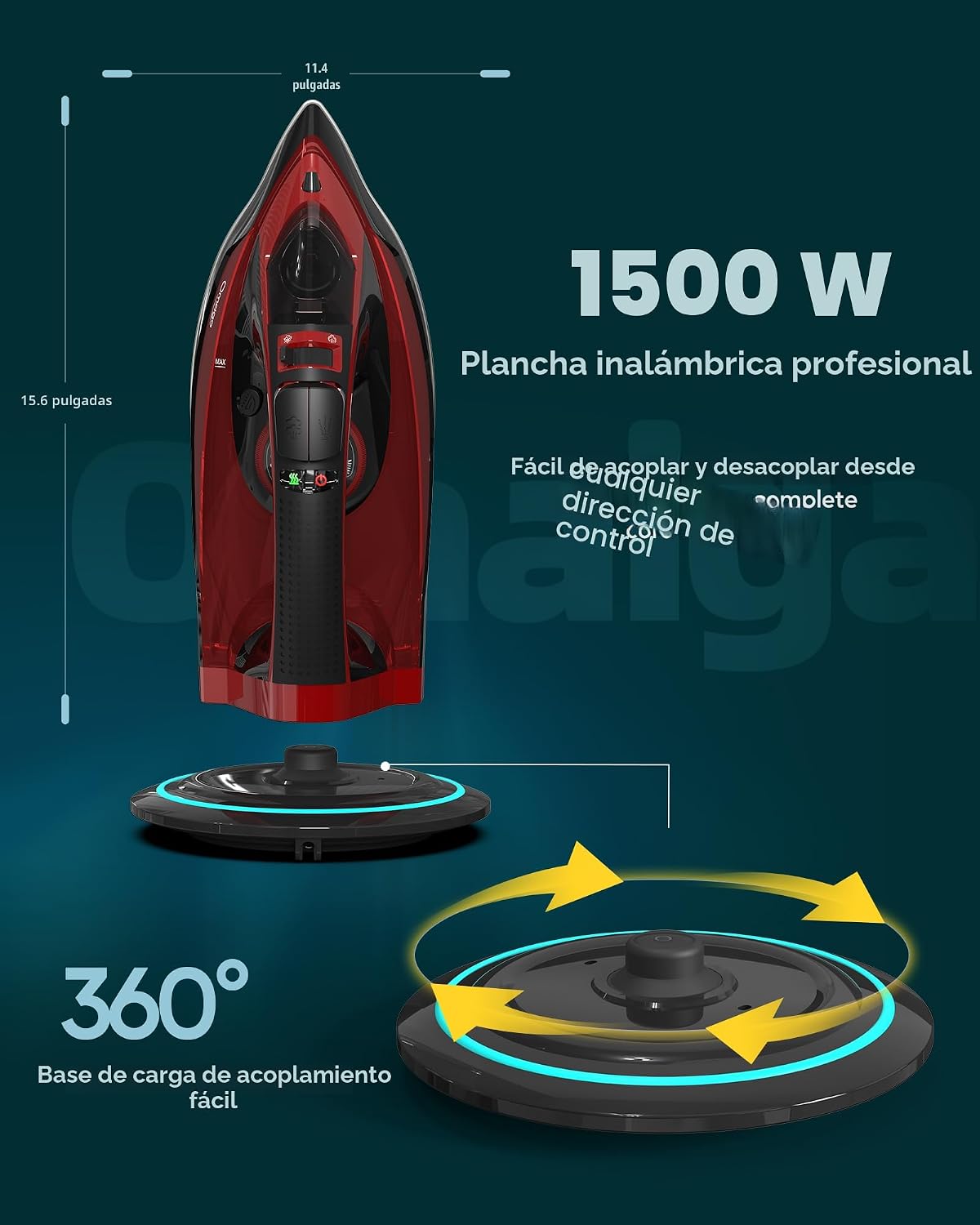 OMAIGA - Plancha de vapor de 1500 W, plancha de vapor profesional p...