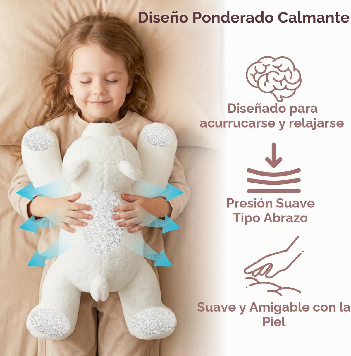 Niuniu Daddy Peluche de oso polar con peso para niños y adultos, 25...