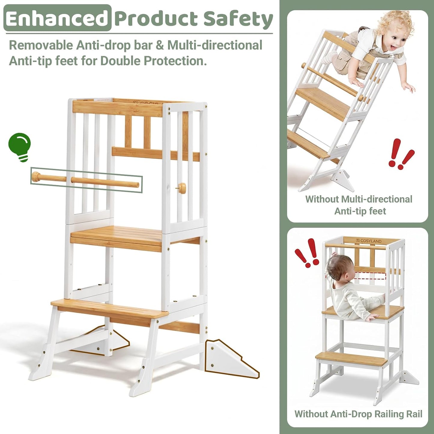 COSYLAND Torre de Pie para Niños Pequeños - Taburete de Cocina Ayud...