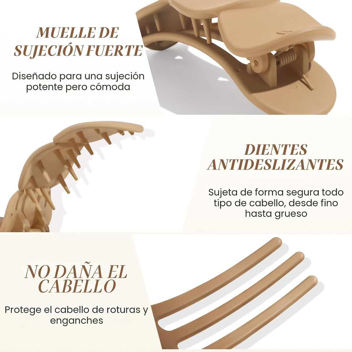 Amlaidu Pinzas de pelo planas medianas para mujer, pinzas de garra...