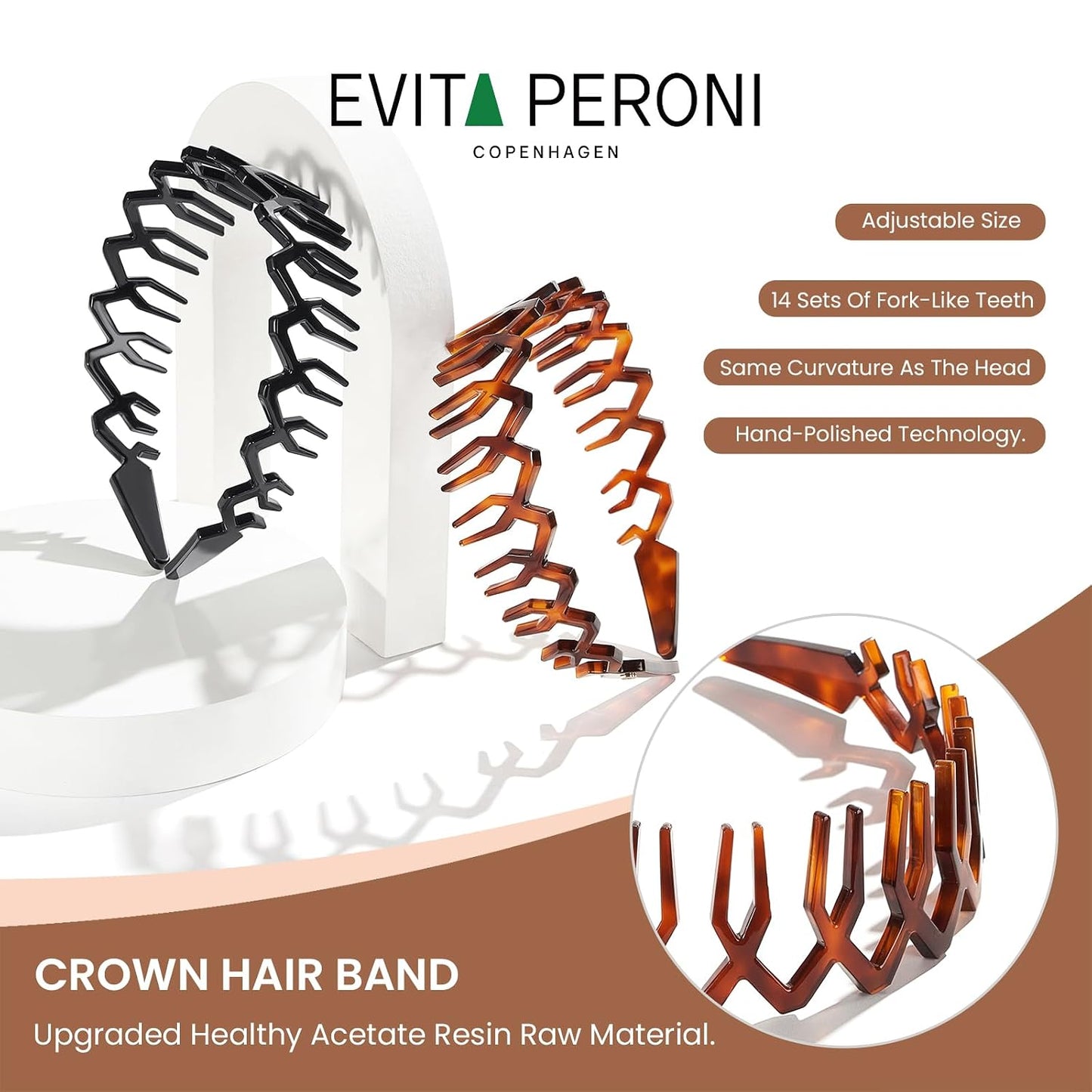 EVITA PERONI Diadema de peine para mujeres y niñas, diadema en zigz...