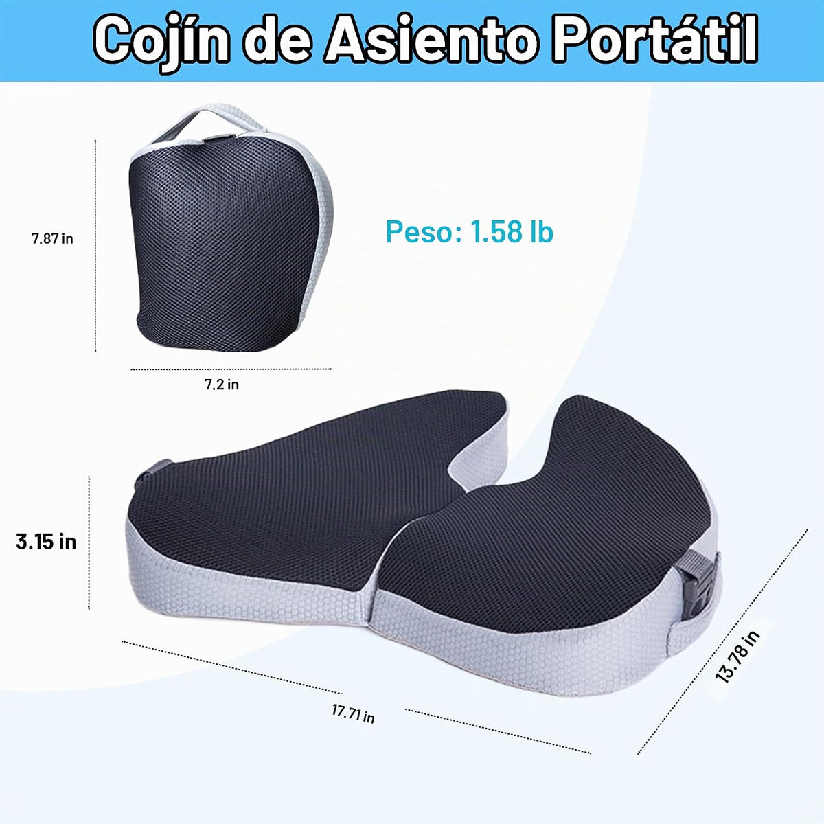 Cojín de asiento del viaje para el avión, pequeña almohada plegable...