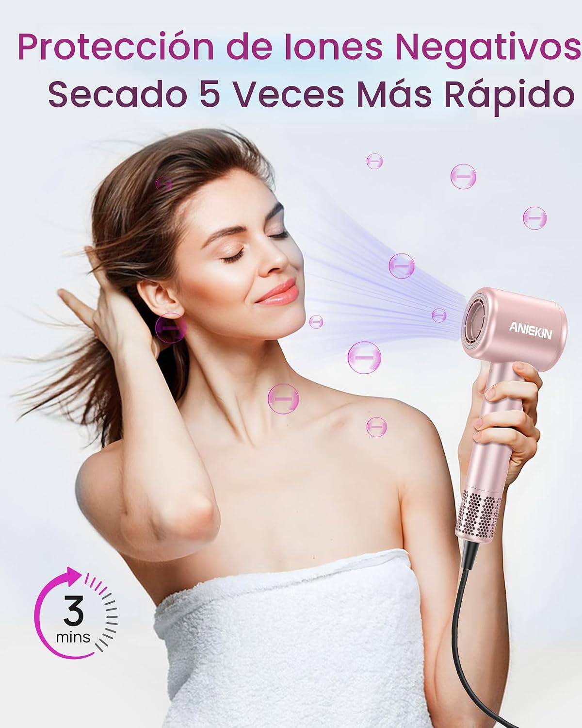 Secador de pelo, Secador de pelo iónico de alta velocidad y bajo ru...