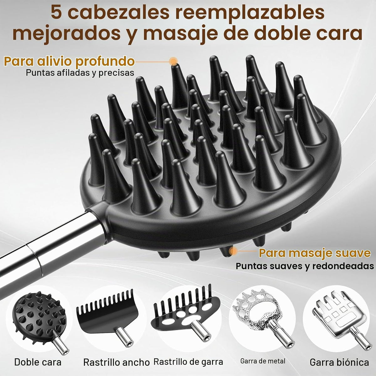 Rascador telescópico de espalda con 5 cabezas desmontables, regalo...