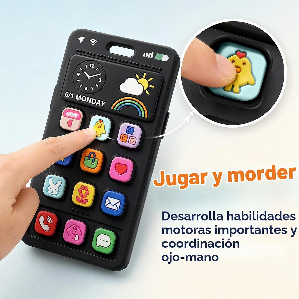 Mordedor de silicona para bebé, juguete realista para dentición de...